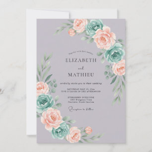 Lavender Teal Ethereal Spring Wedding Invitation