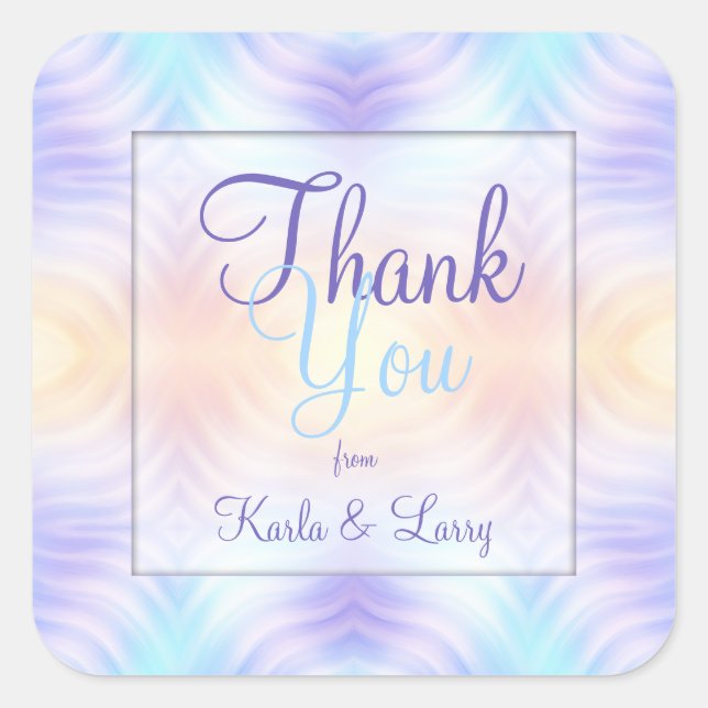 Lavender Teal Yellow Melon Thank You Square Sticker (Front)