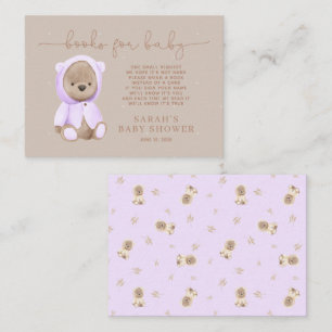 Lavender Teddy Bear Baby Shower Book Request Enclosure Card