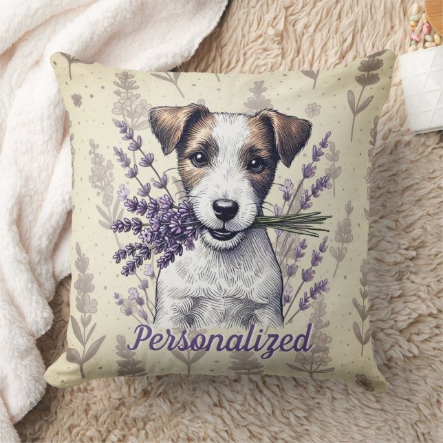 Lavender Terrier Love Throw Pillow (Blanket)