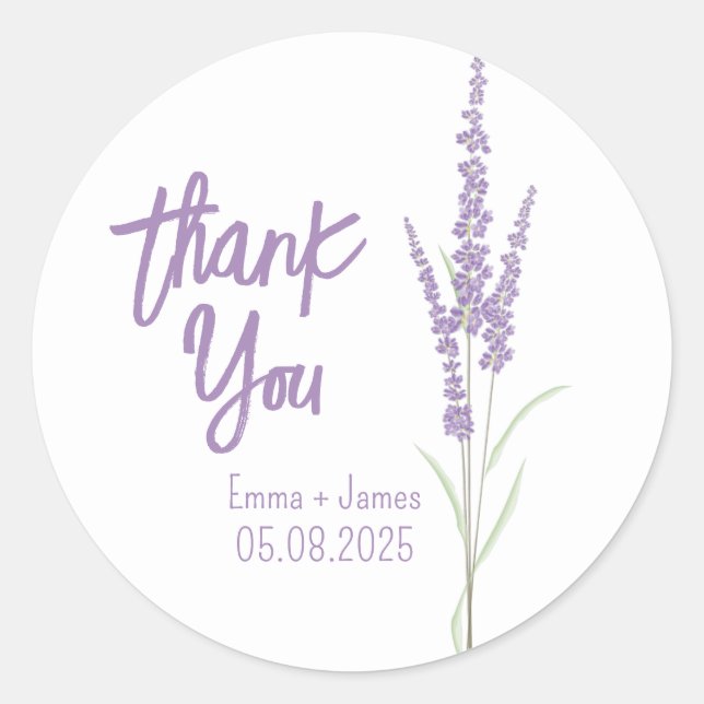 Lavender Thank You Sticker (Front)