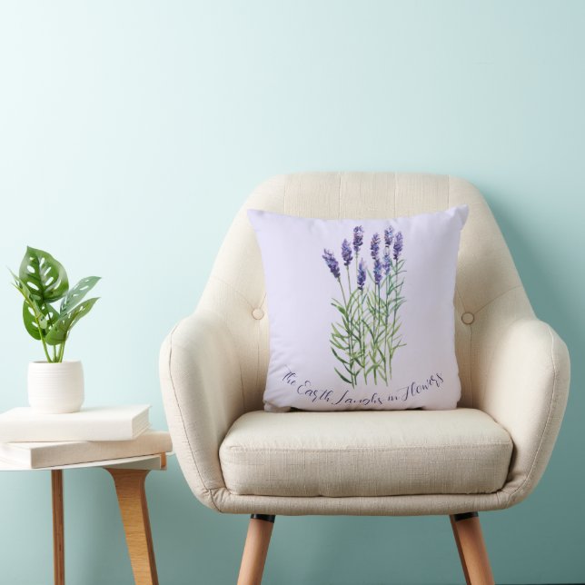 Lavender, The earth laughs in flowers  Throw Pillow (Chair)
