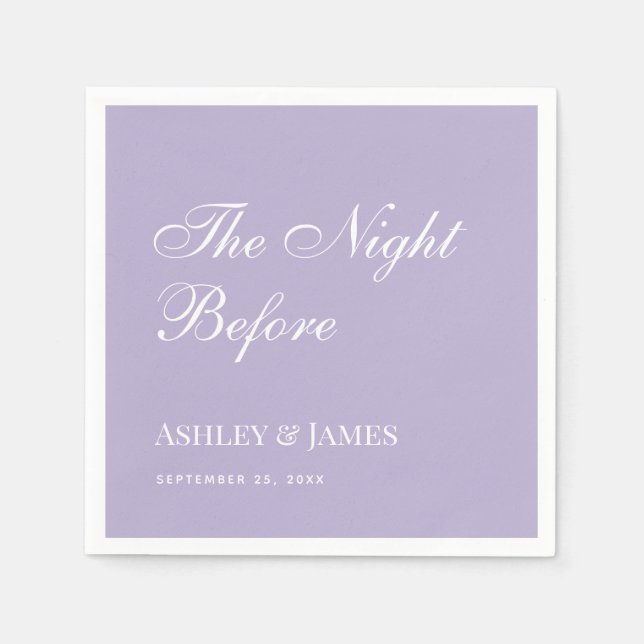 Lavender The Night Before Simple Rehearsal Dinner  Napkin (Front)