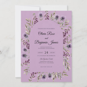 Lavender Thistle Boho Eucalyptus Wedding Invitation