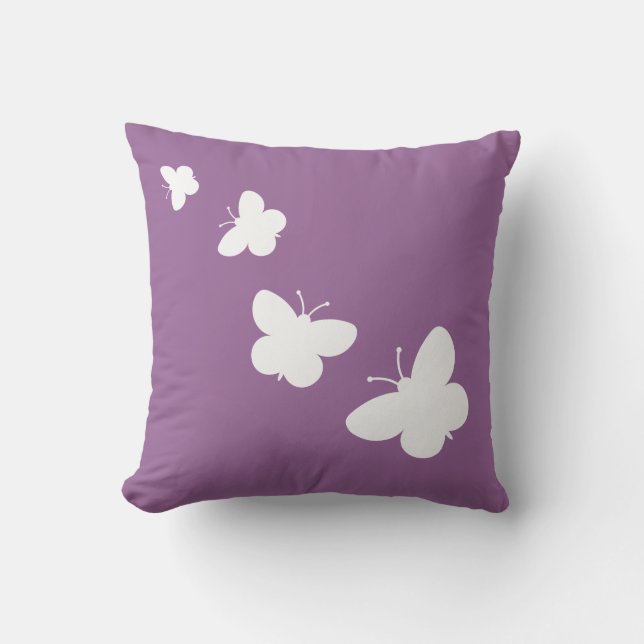 Lavender throw pillow with butterflies (Front)