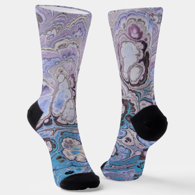 Lavender Tide Marble Abstract Socks (Angled)