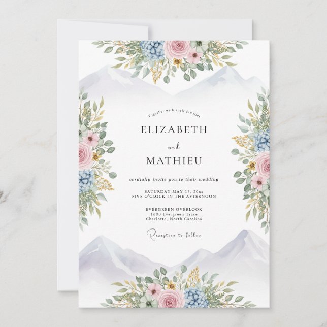 Lavender Tranquil Mountain Wedding Invitation (Front)