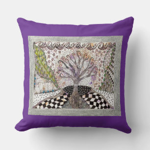 Lavender Tree Throw Pillow