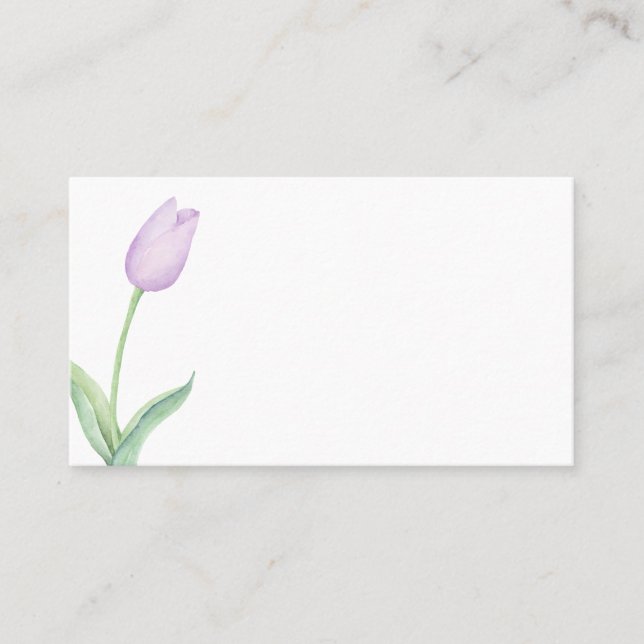 Lavender Tulip Solo Modern Purple Wedding Place Card (Front)