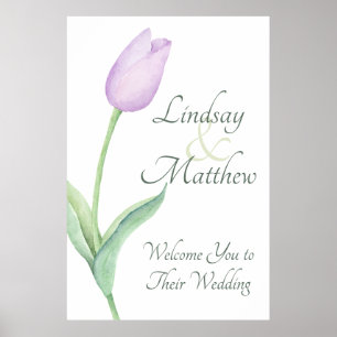 Lavender Tulip Solo Modern Purple Wedding Welcome Poster