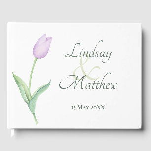 Lavender Tulip Solo modern Wedding Guest Book