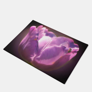 Lavender Tulip With Tiny Bee Close Up   Doormat