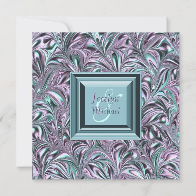 Lavender Turquoise bleu mariage invitations (Devant)
