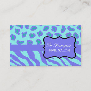 Lavender & Turquoise Zebra & Cheetah Skin Custom Business Card