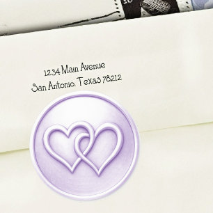 Lavender Two Hearts Intertwined Wedding Classic Round Sticker