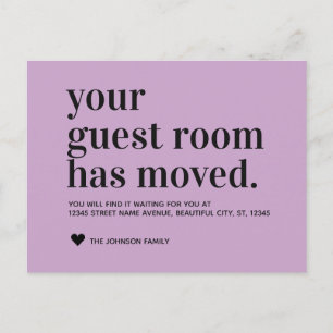 Lavender Typography Guest Room Moving Announcement