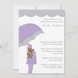 Lavender Umbrella Baby Shower Invitations