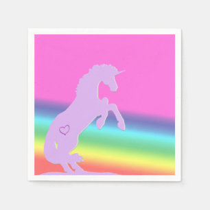 Lavender Unicorn Silhouette (rainbow background) Napkin