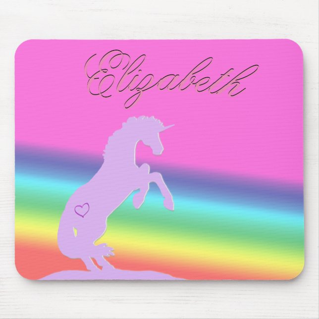 Lavender Unicorn Silhouette (rainbow/customize) Mouse Pad (Front)