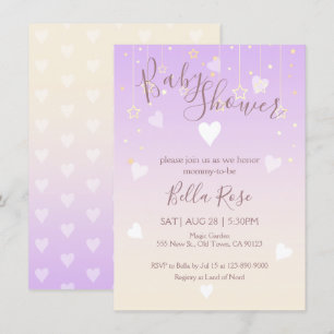 Lavender Vanilla Star Cartes de Baby shower Coeur