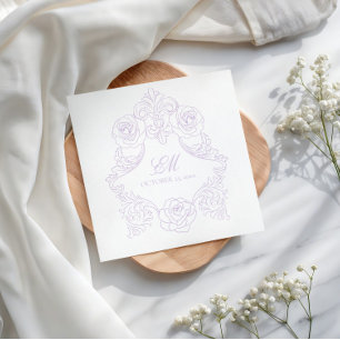 Lavender Victorian Crest Monogram Wedding Napkin