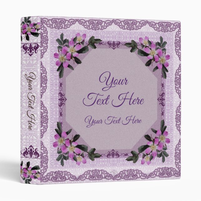 Lavender Victorian Floral Genealogy Binder (Front/Spine)