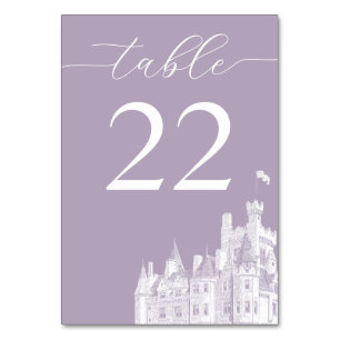 Lavender Vintage Castle Destination Wedding Table Number