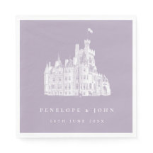 Lavender Vintage Castle Illustration Wedding