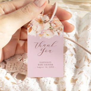 Lavender Vintage Floral Fall Baby Shower Thank You Gift Tags
