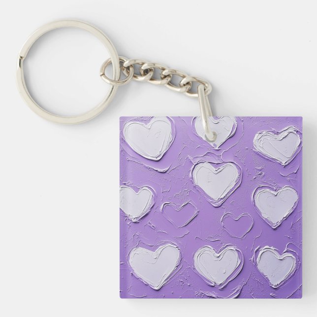 Lavender Vintage Lithograph #2 Digital Art Keychain (Front)