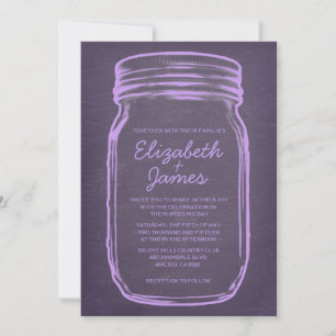 Lavender Vintage Mason Jar Wedding Invitations