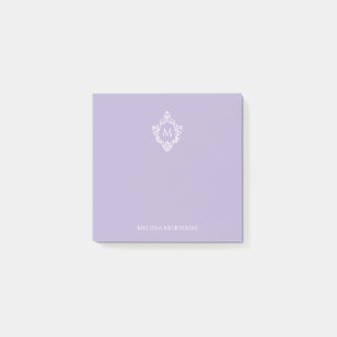 Lavender Vintage Monogram Name Ornate Crest Purple Post-it Notes