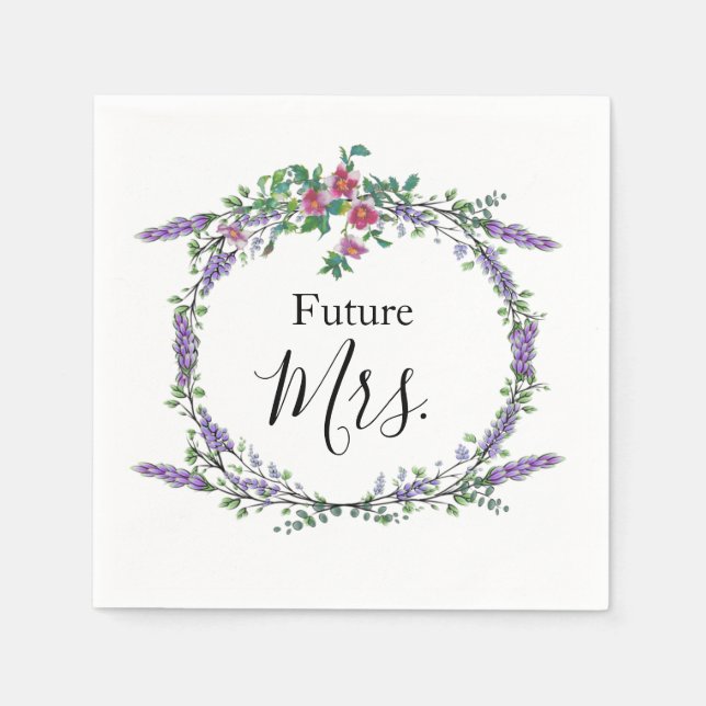 Lavender,  vintage Roses, Eucalyptus - Future Mrs. Napkin (Front)