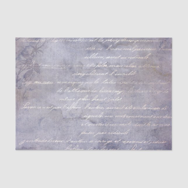 Lavender Vintage Script French Tissue Paper (Front)