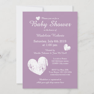Lavender violet bébé invitation pour fille