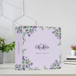 Lavender violet eucalyptus greenery monogram binder<br><div class="desc">A girly violet background decorated with lavender florals and eucalyptus greenery.  Personalize and your first name,  monogram letters and full name.
Spine: add your text.</div>