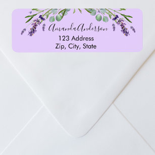 Lavender violet eucalyptus greenery return address