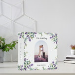 Lavender violet eucalyptus photo wedding album binder<br><div class="desc">A lavender,  violet background decorated with lavender florals and eucalyptus greenery.  Personalize and add a photo in the arch frame,  your wedding date. 
Spine: add your text.</div>