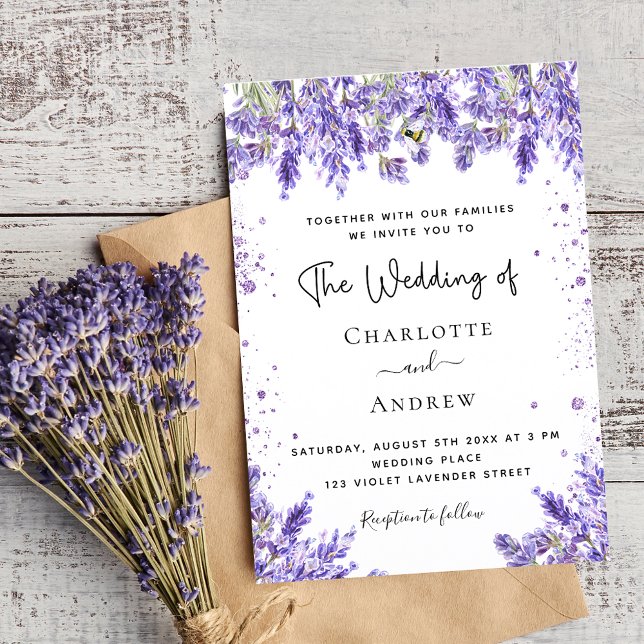Lavender violet floral wedding invitation (Creator Uploaded)