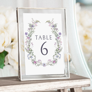Lavender violet floral wedding table numbers