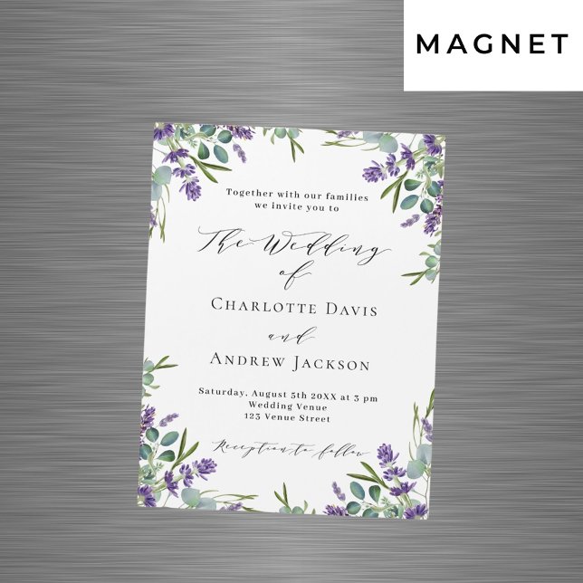 Lavender violet florals greenery luxury wedding magnetic invitation (Creator Uploaded)