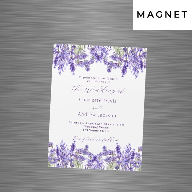 Lavender violet florals watercolor luxury wedding magnetic invitation (Creator Uploaded)
