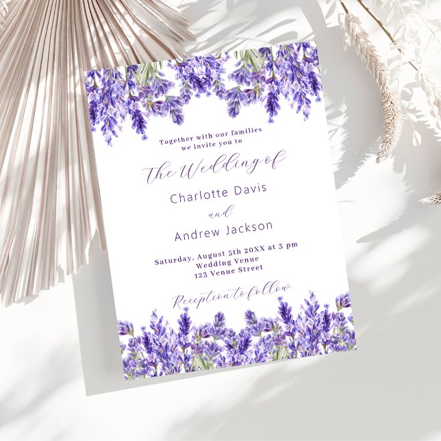 Lavender violet florals watercolor wedding invitation (Creator Uploaded)