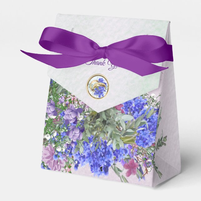 Lavender - Violet Flower Bouquets Favor Box (Front Side)