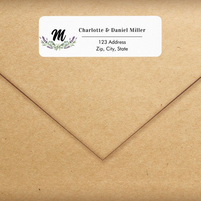 Lavender violet flowers monogram return address (Creator Uploaded)