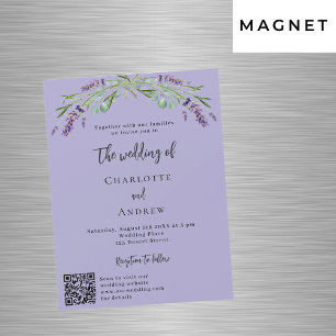 Lavender violet greenery QR details luxury wedding Magnetic Invitation