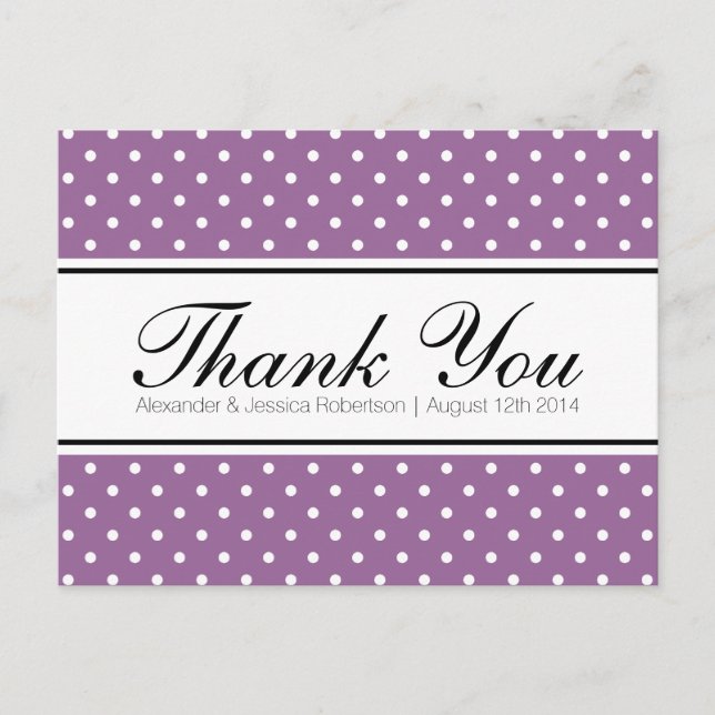 Lavender violet mariage merci cartes postales (Devant)