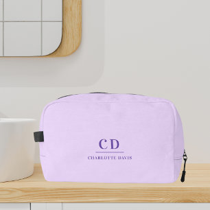 Lavender violet monogram initials name dopp kit
