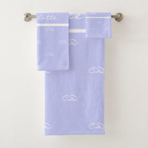 Lavender violet monogram initials pattern name bath towel set