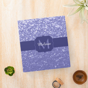 Lavender violet sparkles glitter bling Monogram Binder